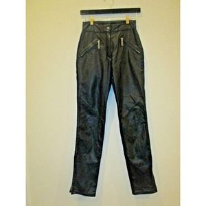 Harley Davidson Black Leather Frontside Motorcycle Pants Zipper Ankles Size 4